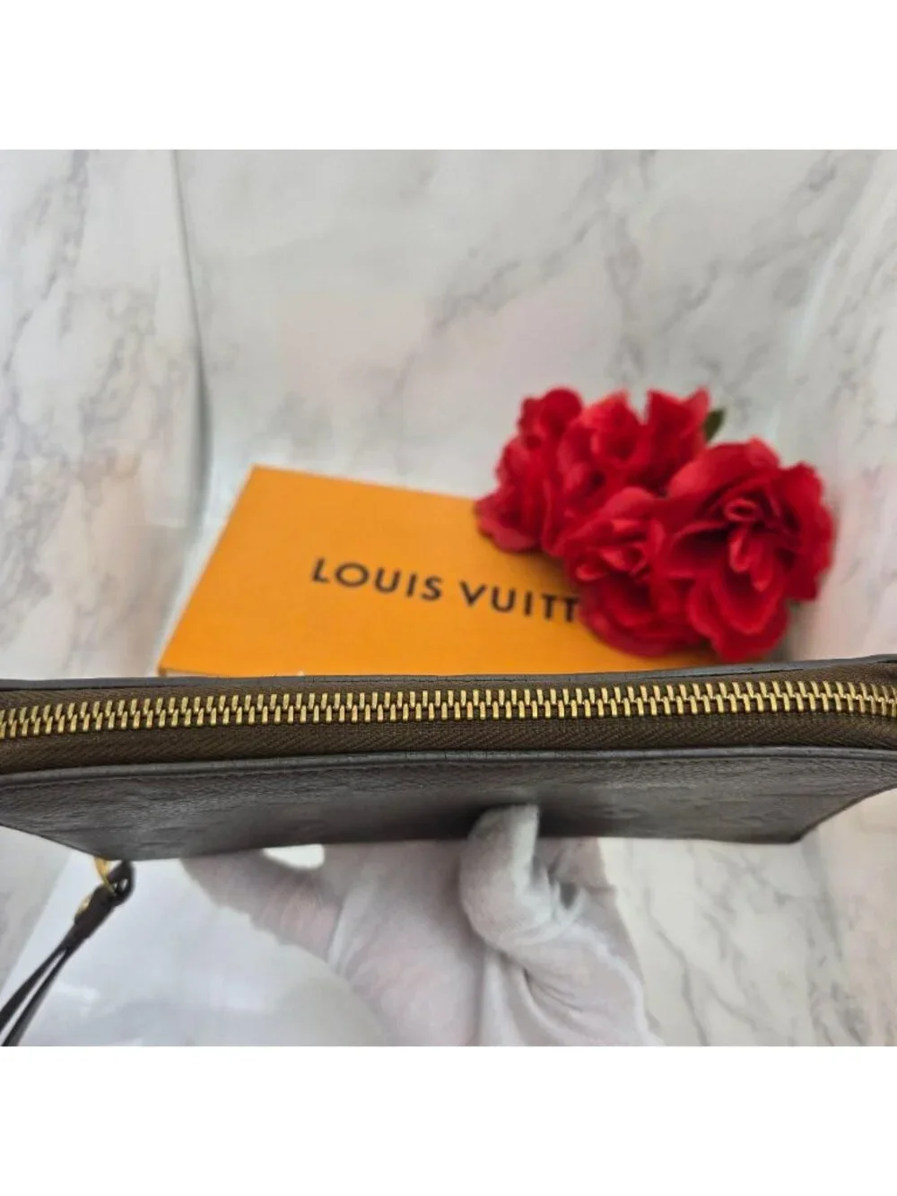 Louis Vuitton Monogram Empreinte Zippy Wallet Light Brown
